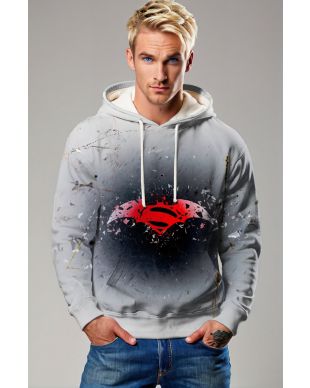 Light Gray Superman vs Batman Pullover Hoodie – Street Hero Style