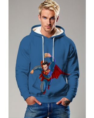 Blue Flying Superman Pullover Hoodie – Classic Hero Style
