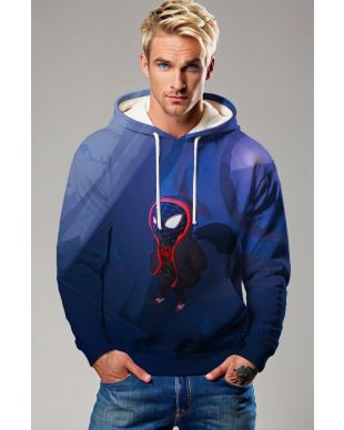 Blue Chibi Spider‑Man Pullover Hoodie – Cozy Hero Streetwear