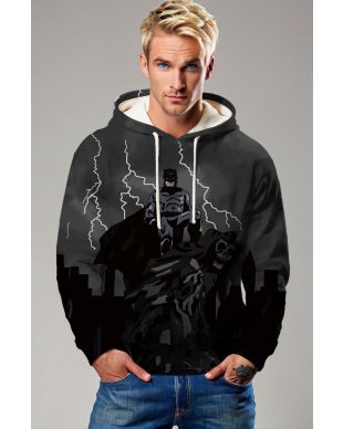 Batman Dark Knight Graphic Hoodie – Stormy Charcoal Gray Style