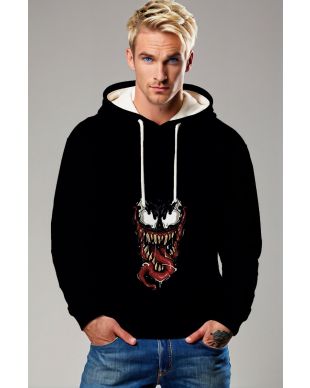 Venom Fierce Face Graphic Hoodie – Bold Black Streetwear