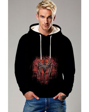 Red Spider Emblem Pullover Hoodie – Classic Black Streetwear