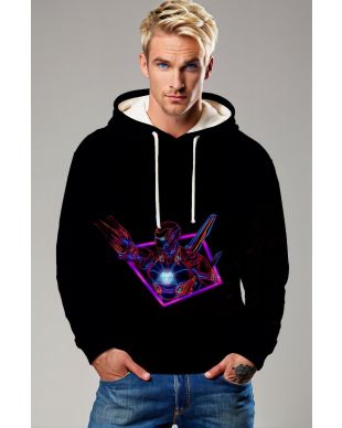 Black Neon Tech Hero Pullover Hoodie