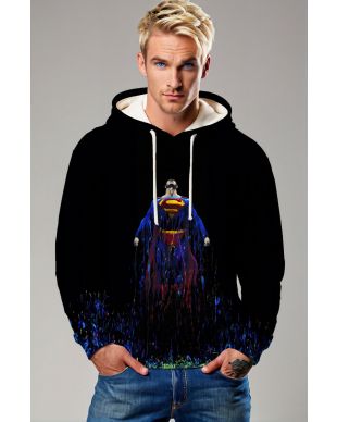  Black Superman Rising Art Pullover Hoodie