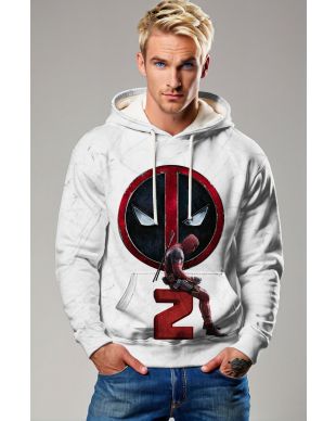 White Deadpool 2 Graphic Pullover Hoodie