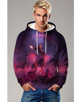  Purple and Pink Scarlet Witch Pullover Hoodie