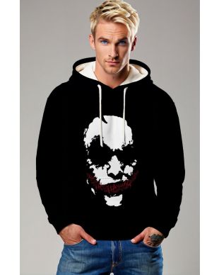Black Joker Face Pullover Hoodie