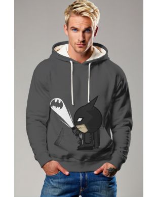 Dark Gray Chibi Batman Pullover Hoodie