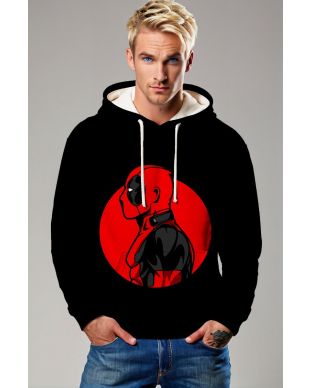 Black Deadpool Profile Pullover Hoodie