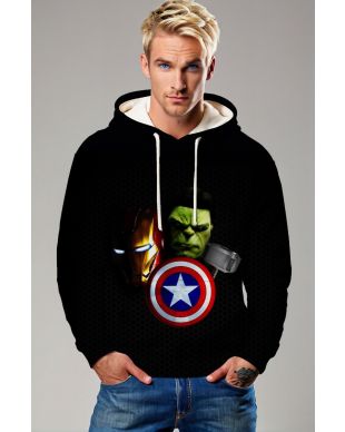 Black Avengers Elements Pullover Hoodie