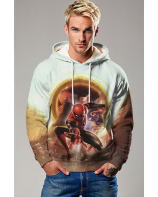 Light Gray Spider‑Man Action Pullover Hoodie
