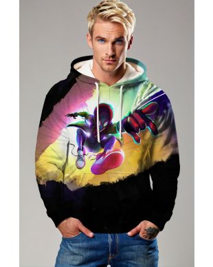 Black Spider‑Man Color Splash Pullover Hoodie