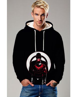 Black Minimalist Hero Target Hoodie – Red & White Bullseye Design