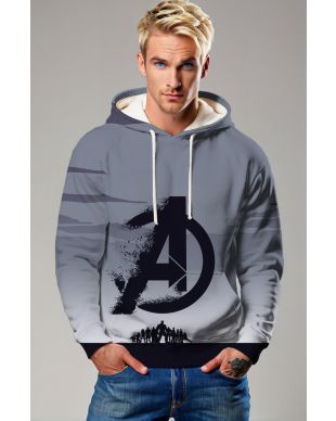 Grey Blue Avengers Disintegration Hoodie – Faded Heroic Tribute