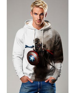 White Gradient Knight Captain America Hoodie
