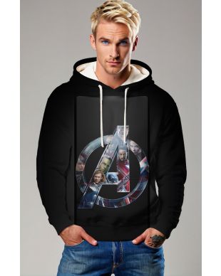 Black Avengers “A Symbol” Pullover Hoodie – Classic Hero Line Emblem