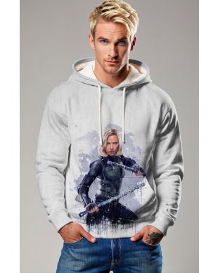 White Black Widow Pullover Hoodie – Watercolor Assassin Design