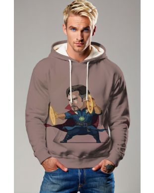 Taupe Spellcaster Pullover Hoodie – Chibi Doctor Strange Edition