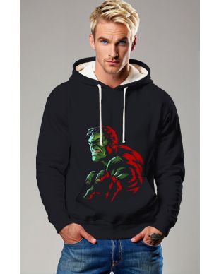 Black Hulk Rage Pullover Hoodie – Red-Green Shadow Strike
