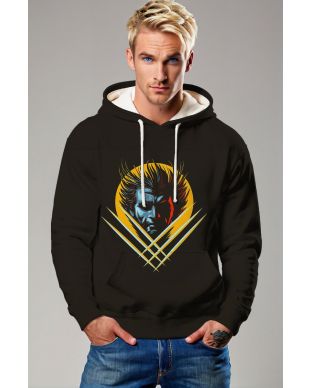 Black Wolverine Pullover Hoodie – Retro Yellow Slash Shadow Design