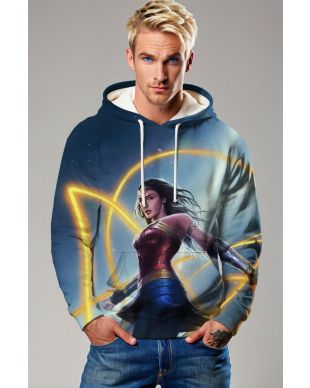 Blue-Gold Pullover Hoodie – Radiant Lasso Warrior Design