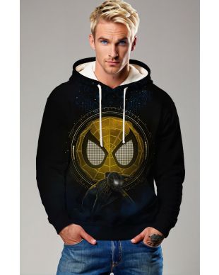 Shadow Core Hoodie – Black Hoodie with Golden Spider Tech Print
