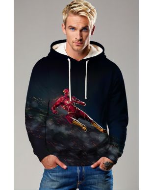 Flashline Impact Hoodie – Black & Red Speed Hero Hoodie with Gold Accents