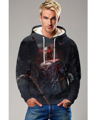 Dark Power Hoodie – Black with Red-Eyed Hero Tech Armor