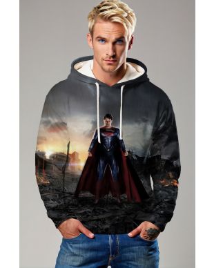 Hero Awakens Hoodie – Dark Gray with Red & Blue Cape Design
