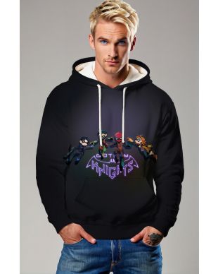 Black Gotham Knights Pullover Hoodie – Neon Hero Team Graphic
