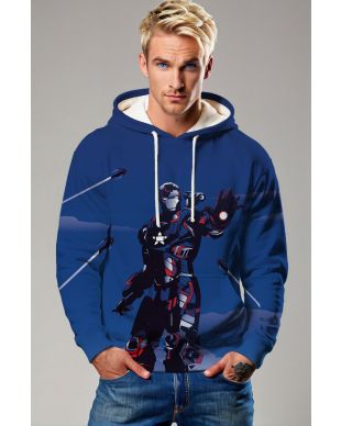 Blue Iron Hero Pullover Hoodie – Futuristic Armor-Inspired Design
