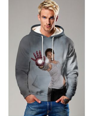 Gray Iron Legend Pullover Hoodie – Arc Reactor Glow Print