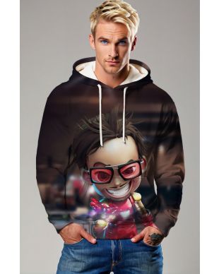 Dark Brown Chibi Stark Pullover Hoodie – Bold Genius Mode