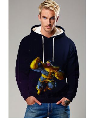 Dark Blue Thanos Hoodie – Cartoon Titan Power