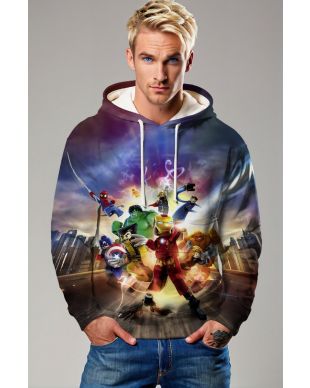 Multicolor LEGO Superhero Hoodie – Heroic City Showdown