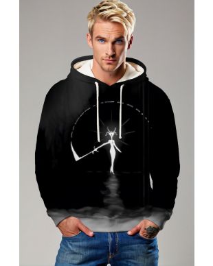 Black Silhouette Warrior Hoodie – Mysterious Glow Edition