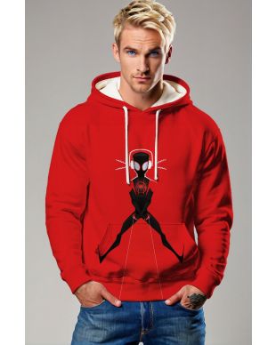 Red Pulse Spider Hoodie – Miles-Inspired Graphic Pullover