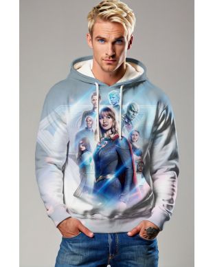 Sky-Blue Supergirl Hoodie – Empowered Graphic Pullover for Heroes at Heart