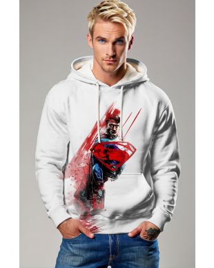 Superman S Shield Graphic Hoodie – Iconic Red & White Pullover