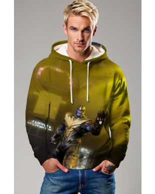 Marvel Villains Inspired Men’s Gold and Black Thanos Infinity Gauntlet Pullover Hoodie