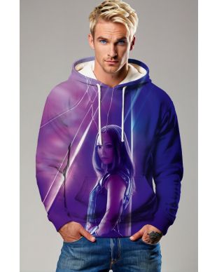 Guardians of the Galaxy Inspired Women’s Purple and Blue Gamora Sci-Fi Pullover Hoodie