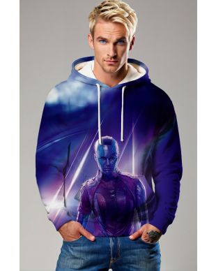 Guardians of the Galaxy Inspired Nebula Blue and Purple Sci-Fi Pullover Hoodie
