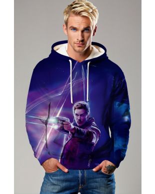 Guardians of the Galaxy Inspired Star-Lord Blue and Purple Cosmic Pullover Hoodie