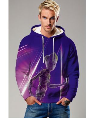 Guardians of the Galaxy Inspired Groot Purple and Blue Cosmic Pullover Hoodie
