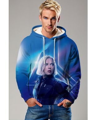 Black Widow Blue Pullover Hoodie – Heroic Marvel Design