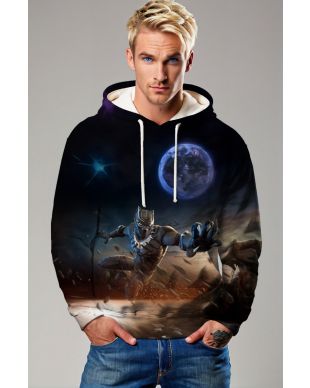 Black Panther Hoodie – Moonlit Battle Stance