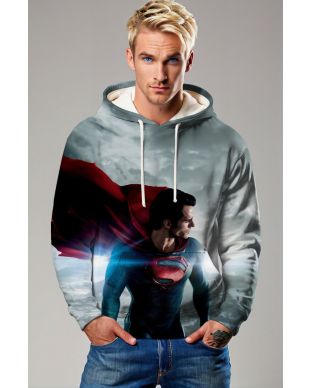 Superman Sky Sentinel Hoodie – Red Cape & Steel Blue Armor