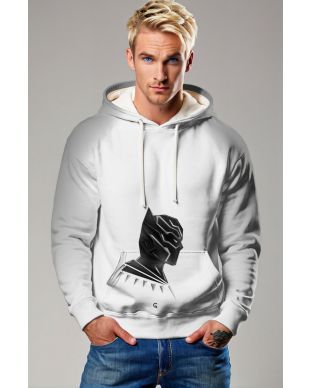 Black Panther Hoodie – Minimalist White Hero