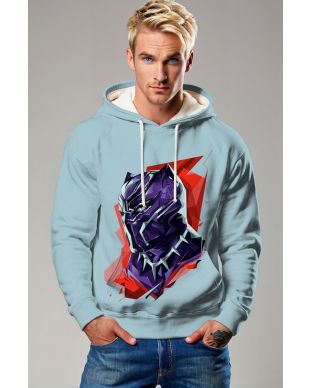Black Panther Hoodie – Polygon Art Light Blue