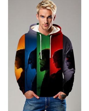 Justice League Hoodie – Heroes in Split Colors
